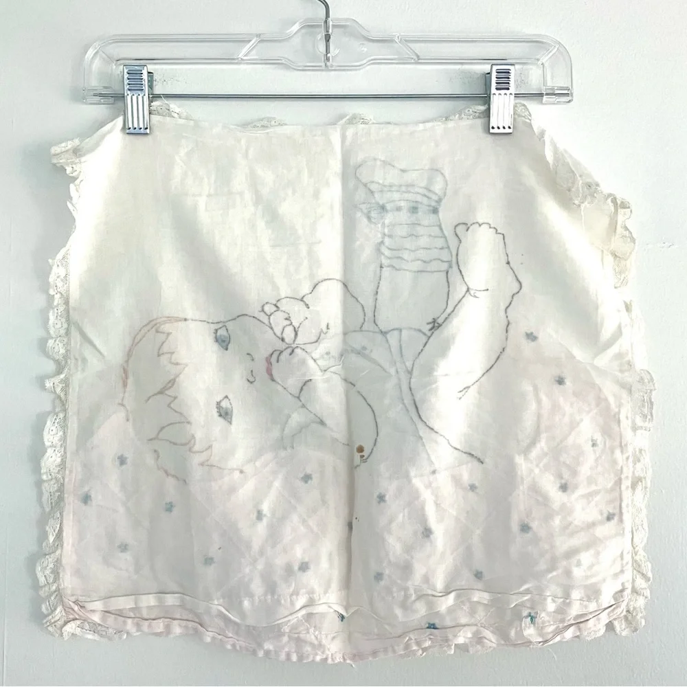Vintage 20’s sheer cotton embroidered baby pillowcase lace trim